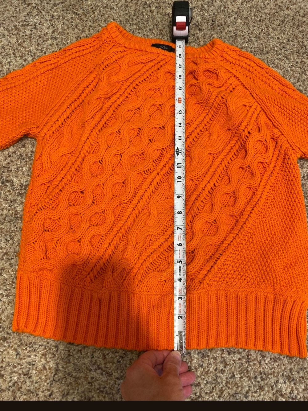 J. Crew Bright Orange Cable-Knit Crewneck Sweater
